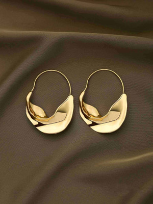 Officially Gorgeous Abstract Golden Curve Earrings for Women Alloy Drops & Danglers