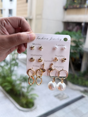 zarevia ZAREVIA Golden combo pack of 3 Stud Earrings for Women & Girls Alloy Drops & Danglers