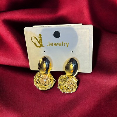 RIDHAA Golden Nest Earrings with Pearl Crest (Oval) Alloy Drops & Danglers