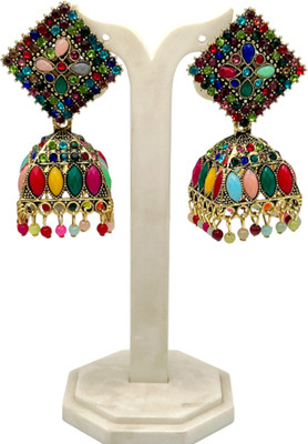 YourBlingBox Earring with studded Multicolour stones and beads Alloy Jhumki Earring