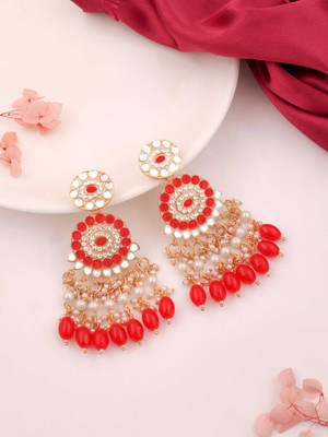 Divastri Gold Plated Earring for Women & Girls Diamond Brass Drops & Danglers