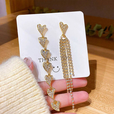 Fashion Fusion Gold Plated Cubic Zirconia Heart Shaped Earrings for Women and Girl Brass, Alloy Drops & Danglers