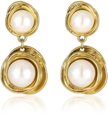 Dressberry Earrings for girls women korean stylish Studs golden ear rings Anti Tarnish Alloy, Metal, Stainless Steel Plug Earring, Stud Earring, Drops & Danglers, Hoop Earring, Earring Set