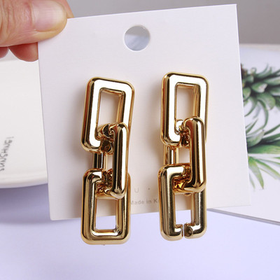 Vembley Korean Geometric Golden Wild Temperament Drop Earrings 2 Pcs/Set Stainless Steel Drops & Danglers