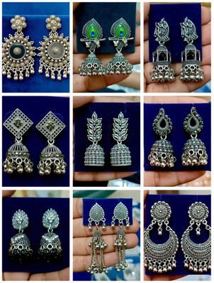 JV CREATION Latest Designer Jhumki Earrings Set Combo Of 9 Alloy Earring Set