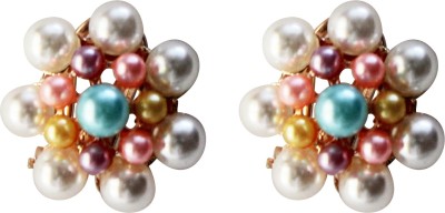 La Belleza Multicolor Pearl Stud Earring Pearl Alloy Stud Earring