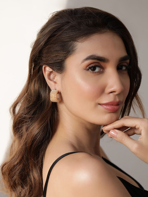 RUBANS Rubans Voguish 18K Gold Plated Contemporary Half Hoop Earrings Brass Hoop Earring