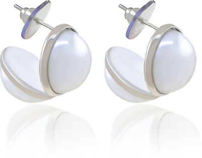 Trinket World Elegant Simplicity Pearl White Studs Stainless Steel Stud Earring