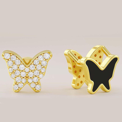 THANU'S CRAFT 18K Gold Plated Anti Tarnish Clover Butterfly Earrings Crystal Metal Stud Earring