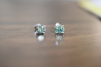 Jalash Green Moissanite Stud Earrings, Ideal For Girls Gift Moissanite German Silver Stud Earring