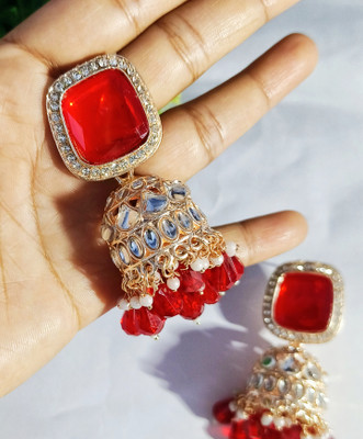 RishanCreations 100103 Zircon Brass, Metal, Stone Drops & Danglers, Jhumki Earring