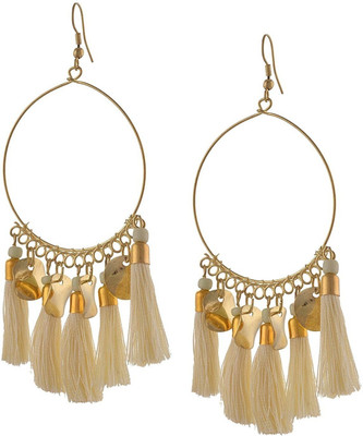 FashMade FK-Round Loop Dangler Brass Hoop Earring, Tassel Earring