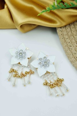 Attractive Sister Elegant Flower Earrings with Gold Accents Cubic Zirconia Brass Drops & Danglers