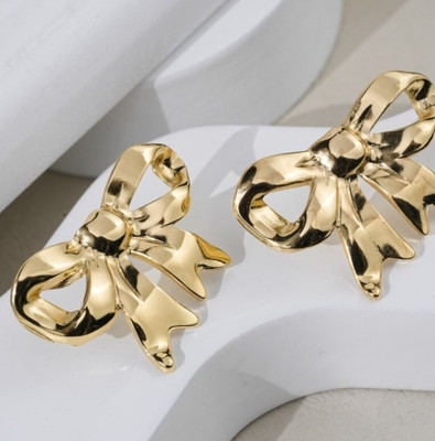 KVMCrations Golden Bow Charm Earrings Gold Stud Earring