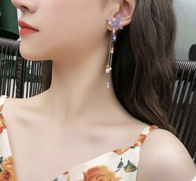 Havenhunt Korean Earrings For Girls & Women /Beautiful Butterfly Earrings Zircon Alloy Alexandrite Alloy Stud Earring
