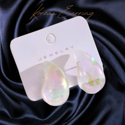 AKISON JEWELS Clear Rainbow Waterdrop Tear drop Korean Earrings For Women Girls Trendy Earring Alloy Earring Set, Drops & Danglers