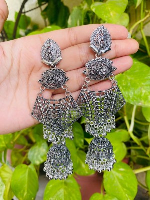 Ananta Crafts German Silver Oxidised Alloy Chandbali Earring