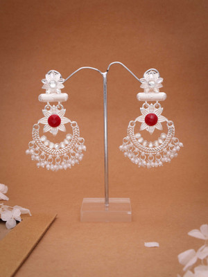 Sangria Silver Plated Earring for Women & Girls Diamond Brass Drops & Danglers