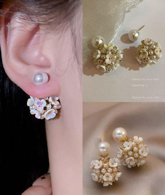 Qalakriti 5666 Amber Brass Stud Earring