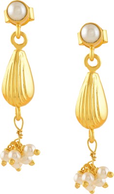 KRISHNA PEARLS Pearls Stud in Shell Motif Pearl Metal Drops & Danglers