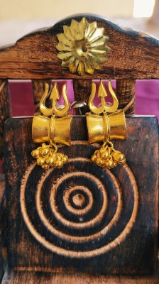 finestdeal Gold Tone Trishul Earring With Ghungroo Metal Drops & Danglers