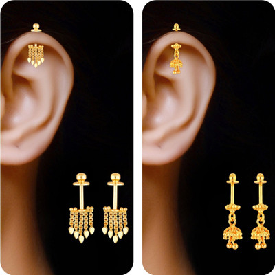 VIVASTRI Bugadi Combo Gold Plated Press Bugadi for Women and Girls Brass Clip-on Earring Brass Ear Thread