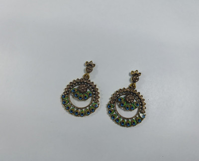 AZTAZ Traditional Peacock Design Round Chandbali Alloy Chandbali Earring