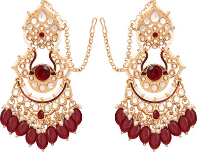 SAIYONI Traditional Kundan Jewelry |Kundan Earrings|Kundan Earrings for Weddings Alloy Chandbali Earring