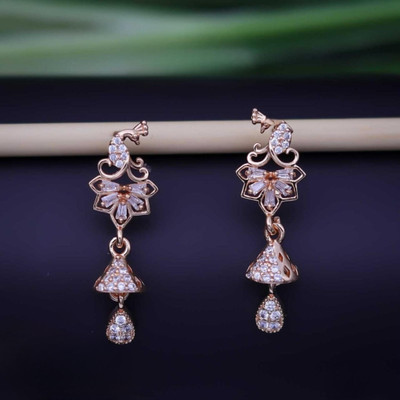 immitation Luxury Tiered Baguette Cut Fan Drop Earrings Metal Stud Earring