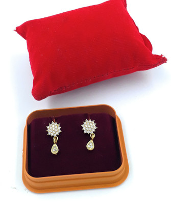 Anujeet Fashion Hub Gold Plated Covering 5 metal Impon AD Stone Small Floral Danglers For Women/Girl Copper Drops & Danglers