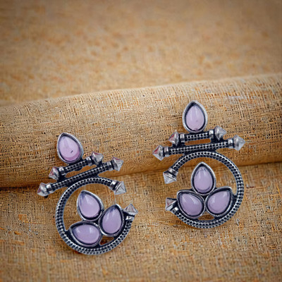 Vedan Designs Silver Plated Premium Earring German Silver Stud Earring