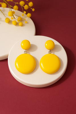 Lexzy Elegant Black Round Drop Earrings Alloy Drops & Danglers