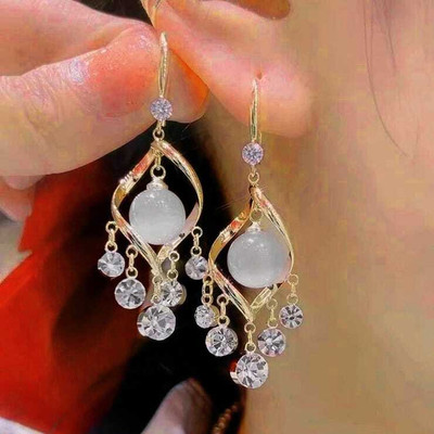 Miraclewood Trendy Earrings For Women Girls Korean western Stylish fancy light weight shiny Cubic Zirconia, Diamond, Opal Alloy Drops & Danglers, Hoop Earring, Jhumki Earring, Earring Set, Rhinestone Studs
