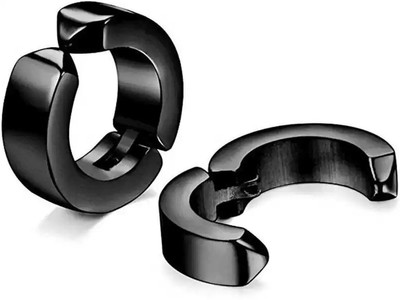 Heer Collection Black Color Non-Pierced Earring (1-Pair) (M:02) Stainless Steel Stud Earring, Clip-on Earring, Earring Set, Magnetic Earring