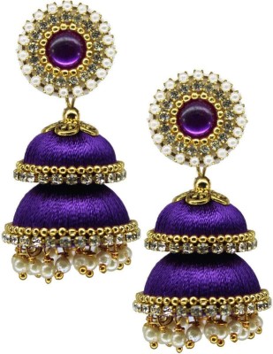 Sanj Two Step Jhumki Beads Fabric Jhumki Earring