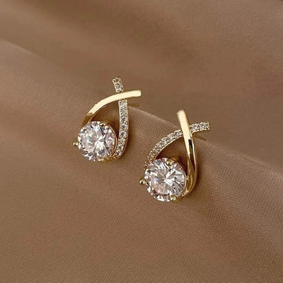 Senroar Chunky Stones Korean earrings for women/girls Cubic Zirconia Crystal Stud Earring