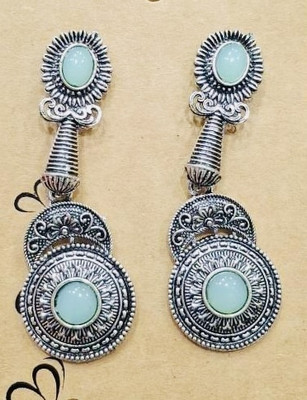 SAKETHAM Crystal Hangs Golden Alloy Jhumki Earring