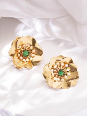 Rubans Voguish Whimsical Garden gold plated Floral Motif Stud Earrings Brass Stud Earring