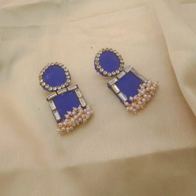 DIPRIYA GALLERY BLUE DROP EARRINGS 05 Fabric Stud Earring