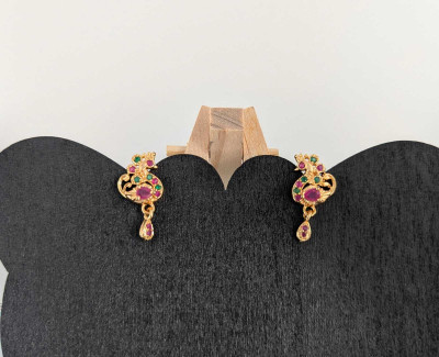 Rithvin Fashion Gold plated Peacock-shaped stud earrings Cubic Zirconia Brass Stud Earring