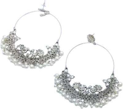 Honbon Silver Oxidised Jhumki Bali/chandbali Earring (Pack of 1Pair) for Women & Girls Beads Alloy Chandbali Earring