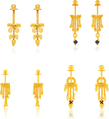 Drashti Collection Traditional Maharashtrian Style Bugadi Earrings Combo Pack Of 4 Pairs Brass Ear Thread