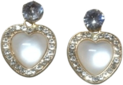 Krishna Creation gold plated heart shape earings Pearl Alloy Stud Earring