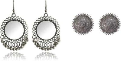 Mystory combo of 2(pairs) round earrings Agate Alloy Stud Earring