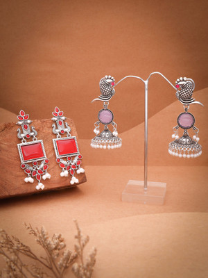 Vedda Drop Earrings for Women & Girls Pearl Design with Brass Metal Brass Drops & Danglers