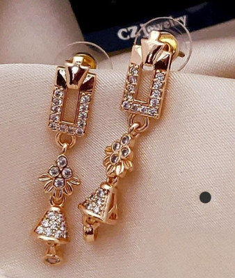 STYLISTAJEWELS CZ AD Rose Gold Plated Dangler Earrings | Stylish Traditional Jewellery Cubic Zirconia Alloy Drops & Danglers