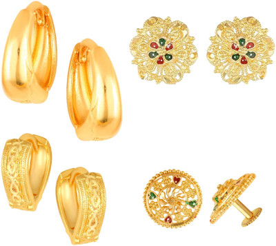 VIGHNAHARTA Golden Alloy Stud Earrings Combo Set(Sales Package-4 Pair Earrings ) Alloy Clip-on Earring, Stud Earring