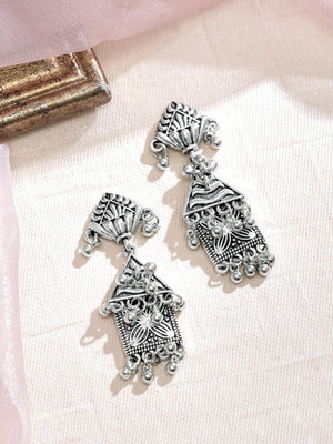 RUBANS Rubans Silver plated oxidised handcrafted Drop earrings. Alloy Drops & Danglers
