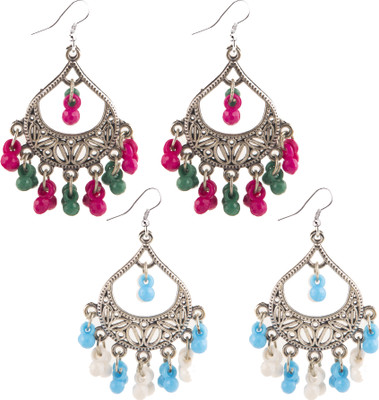 Jamleen Gallery Handcrafted Beaded Dangler Earrings Combo (2 Pairs) Alloy Jhumki Earring