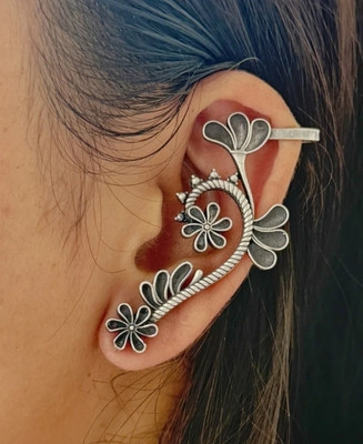 Piyush Silver oxidised earrings Brass Stud Earring, Cuff Earring, Clip-on Earring